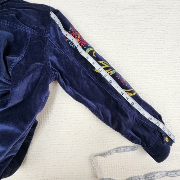Vintage Bob Mackie Wearable Art Blue Velvet Button Down Embroidered Jacket SizeS - Picture 16 of 16